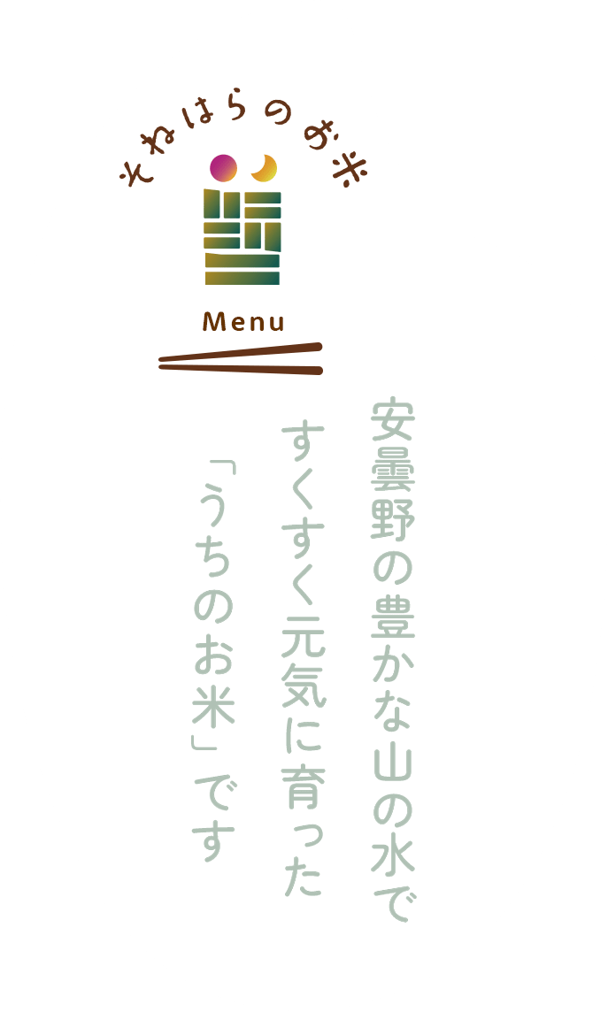 安曇野の豊かな山の水ですくすく元気に育った「うちのお米」です